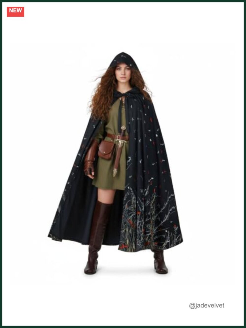 Velvet Hooded Medieval Cloak Renaissance Cape Costume